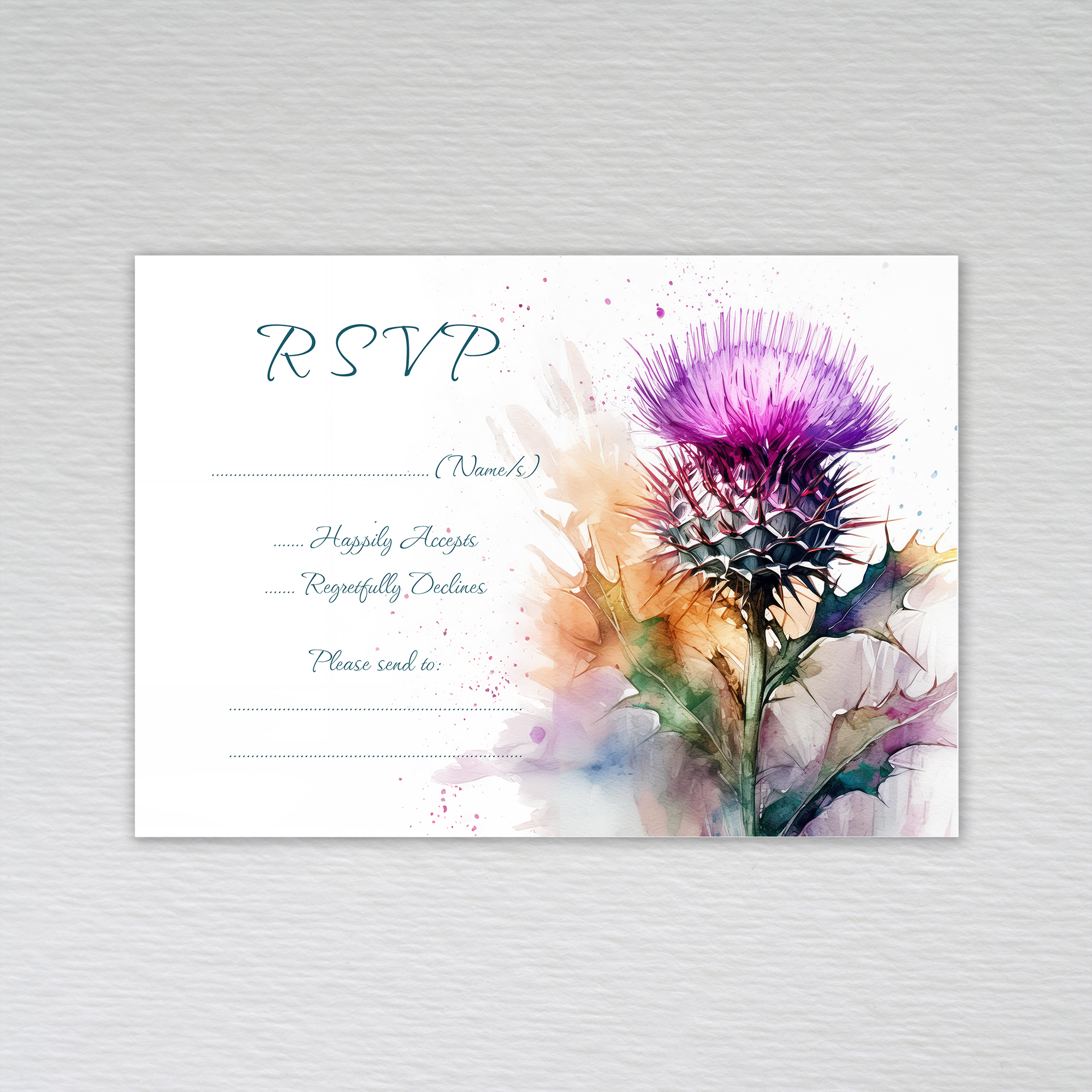Scottish Wedding Invitations Reception Invites Save Date Evening RSVP Thistle - Picture 7 of 17