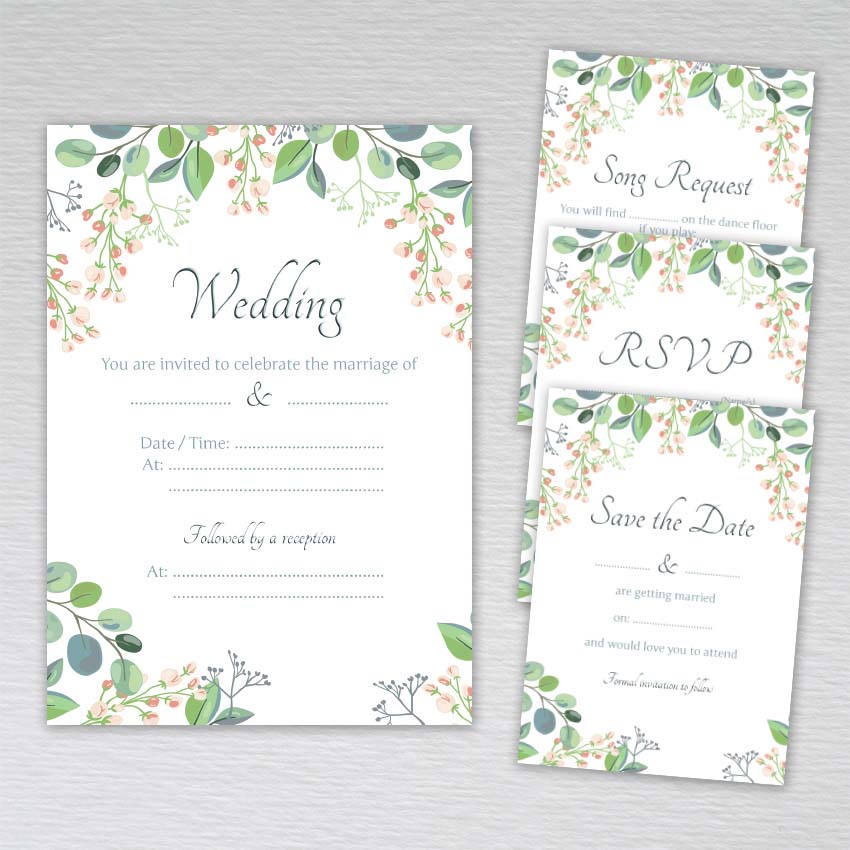 Pack of Wedding Invitations: Eucalyptus
