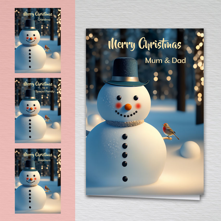 Christmas Card - Snowman and Robin - Premium Prints by Webspectations